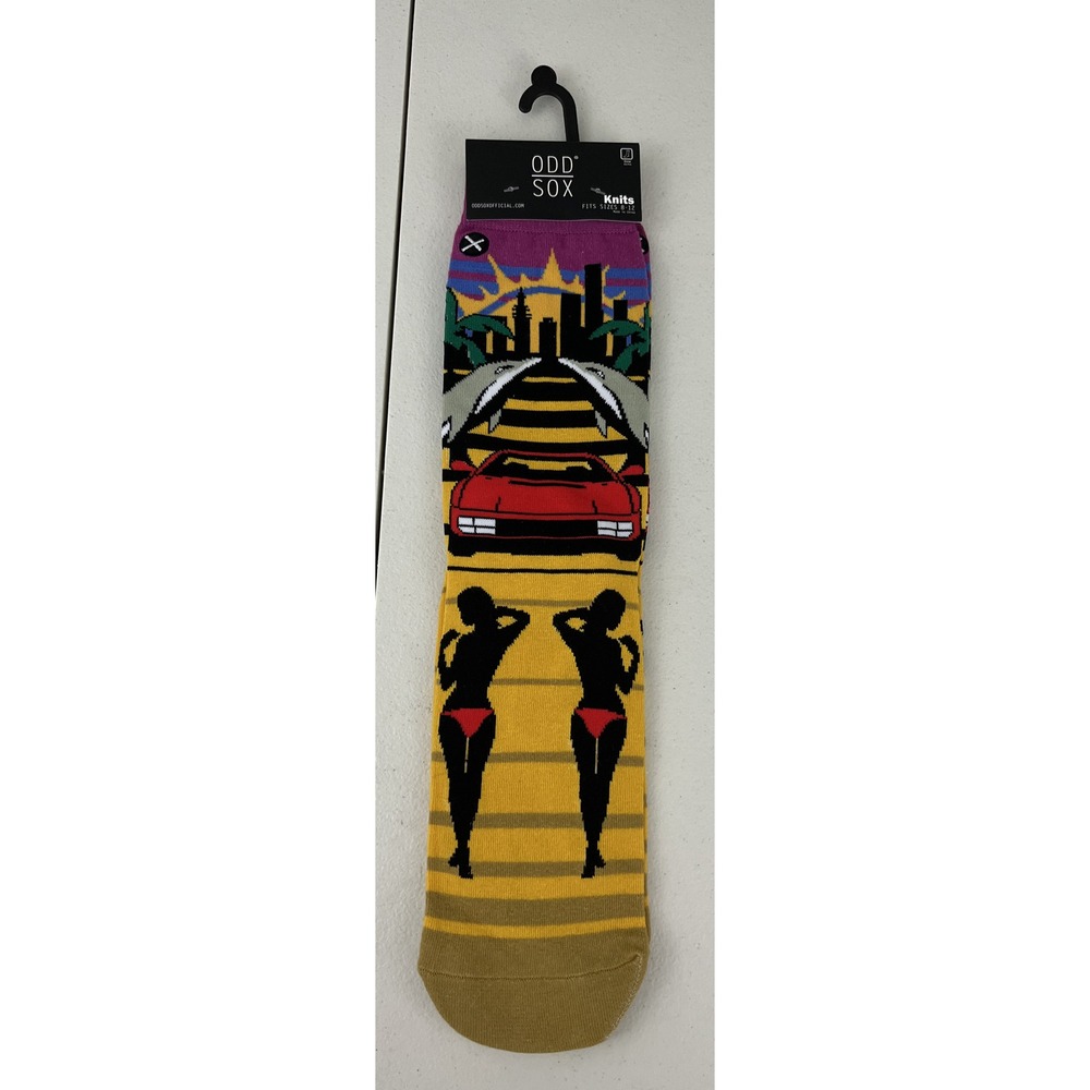 NEW Odd Sox Vice Sunset Graphic Print Crew Socks Mens Size 8-12 31218MONCD